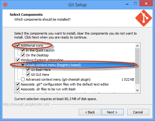 Git Setup - Select Components 1